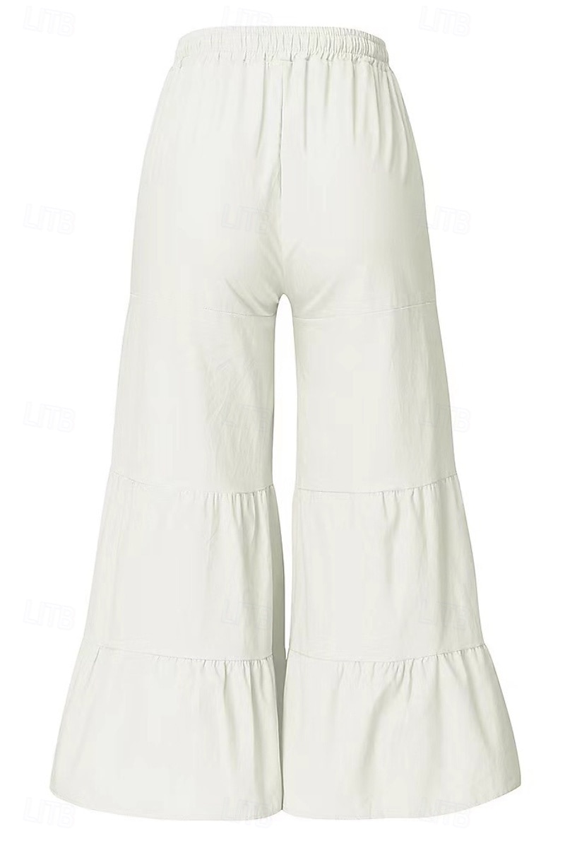 Mujer Pantalones de lino y algodón pantalones Moda Ropa de calle Longitud total Cintura Media Plano Diseño de cordón elástico Confortable Cómodo Noche Fin de semana Blanco Verano Ajuste regular 2025 - $23.99 –P4