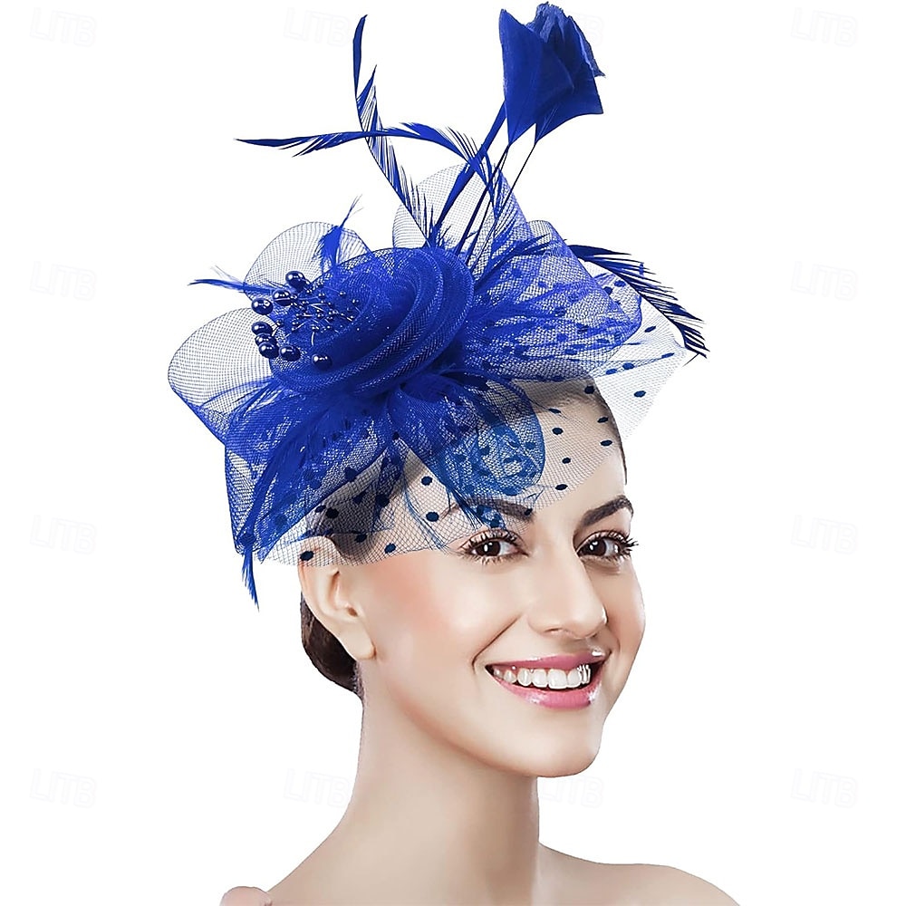 غطاء للرأس ريشة صاف قبعة فيدورا زفاف حفلة ليلية حفلة شاي سباق خيول كوكتيل عتيق لطيف مع ريش خوذة أغطية الرأس 2025 - $48.99 –P35