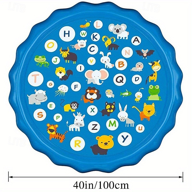 Giocattolo da esterno di lusso extra large da 100 cm/39,37 pollici - piscina portatile con irrigatori d'acqua, alfabeto &tappeto didattico numerico, vivace motivo arcobaleno, materiale pvc, ideale per del 2025 a $28.99 –P5