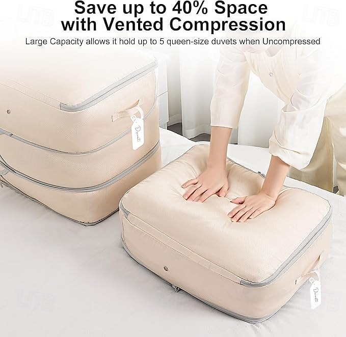 2 Pack Comforter Storage Bag - Large Capacity Blanket Storage Bags 3-Layer Ultra Space Saving Self Compression Organizer Washable Compression Bags for Storage Comforter Blanket 2-Pack Beige 2025 - $32.99 –P1