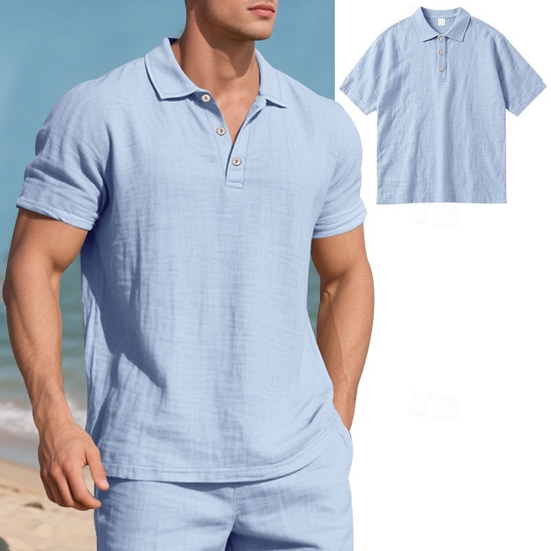 Miesten Polo Golfpaita liiketoiminta Kausaliteetti Classic Lyhythihainen Muoti Yhtenäinen väri Napit Tasku Kesä Kevät Normaali Musta Valkoinen Laivaston sininen Apila Khaki Vaalean sininen Polo 2025 - $18.99 –P9