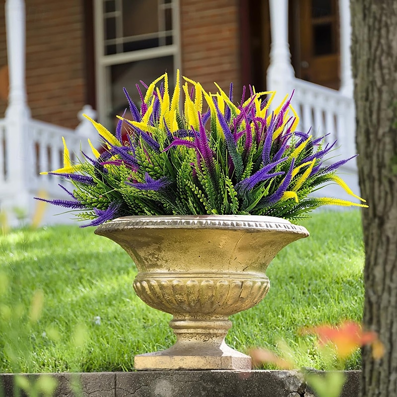 6 maços de flores artificiais para áreas externas - arbustos de plástico falsos resistentes a raios UV, plantas artificiais - vasos de flores para janelas de jardim externo, varanda, decoração de de 2025 por $15.49 –P2
