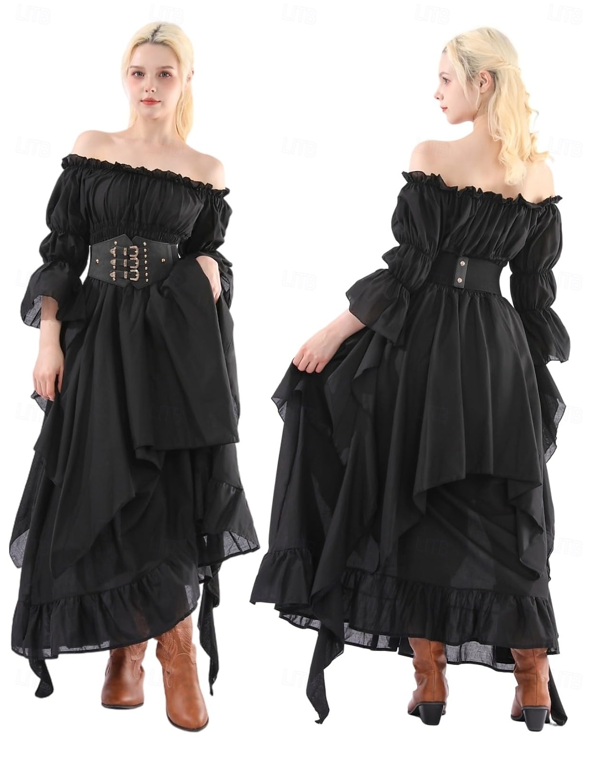Retrò Vintage Rococò Punk & Gotico Vestito Abito ispirato alla Reggenza Manica a Campana Manica a Palloncino Vichingo Elfico Costume Per donna Celtico Costumi da pirata Fantasia Halloween Carnevale del 2026 a $48.99 –P12