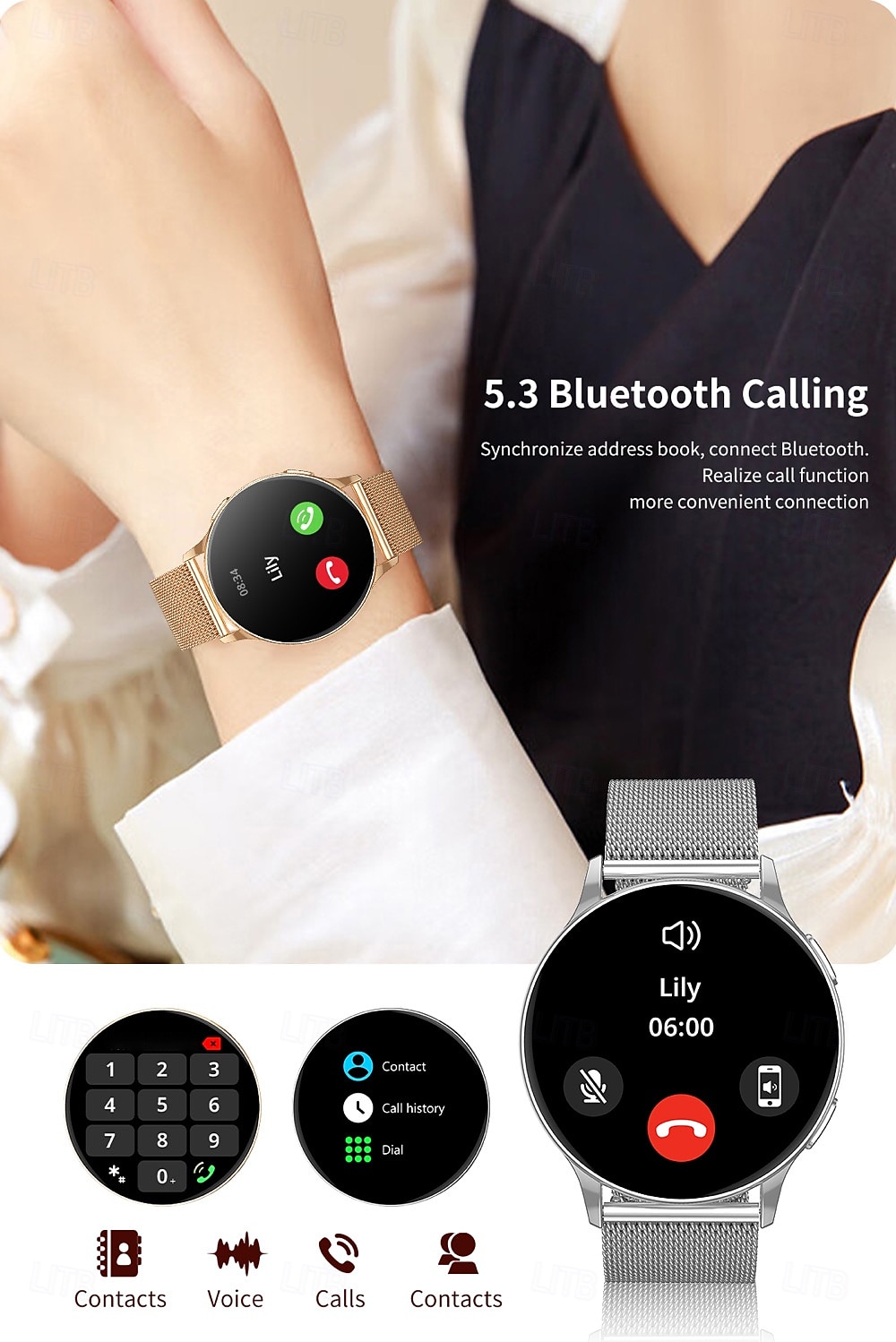 CY29 Reloj inteligente 1.32 pulgada Smartwatch Reloj elegante Bluetooth Temporizador Recordatorio de Llamadas Monitor de Pulso Cardiaco Recordatorio sedentaria Encontrar Mi Dispositivo Compatible con 2025 - $49.99 –P5