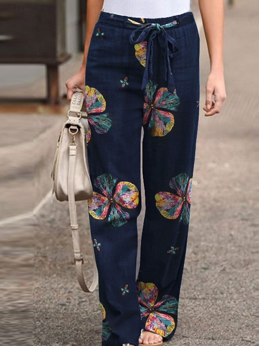 Pantalones holgados de pierna ancha para mujer moda streetwear de largo completo alta cintura gráfico bolsillo cinturilla elástica cómodos suaves cómodos microelásticos al aire libre calle blanco 2025 - $17.99 –P8