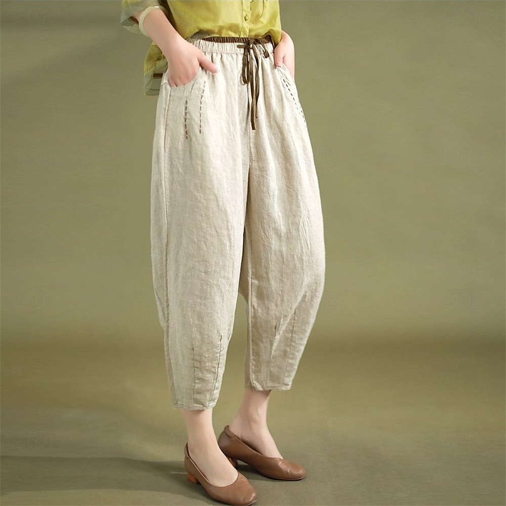 Retro Vintage Mittelalterlich Renaissance Knöchellänge Hose Einfarbig Damen Urlaub Alltagstauglich Erwachsene Hose Frühling & Sommer 2025 - $43.99 –P9