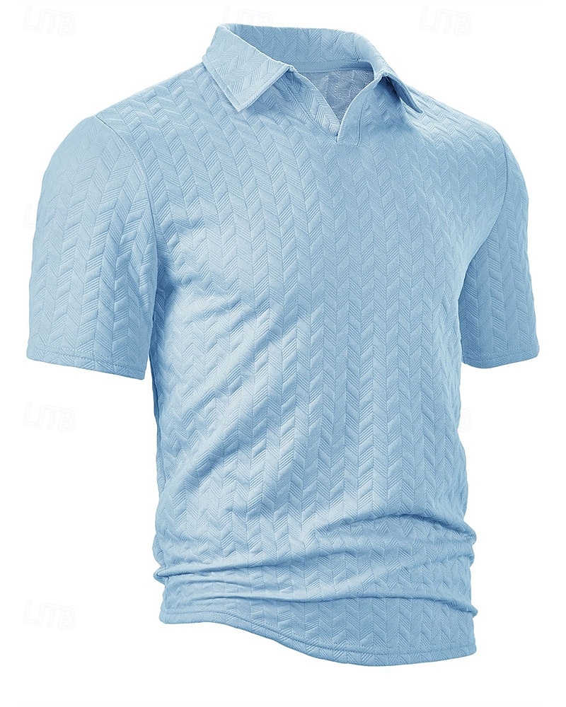 Men's Golf Shirt Golf Polos Shirts Work Casual Lapel Short Sleeve Basic Modern Plain Jacquard Summer Regular Fit Black White Blue Khaki Golf Shirt 2025 - $17.99 –P4
