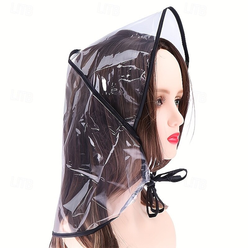 Turbante de lluvia de PVC transparente, no textil, inelástico, resistente al agua, diseño minimalista, lavable a mano, con instrucciones de uso, para mujeres, días de lluvia y actividades al aire 2025 - $5.99 –P2