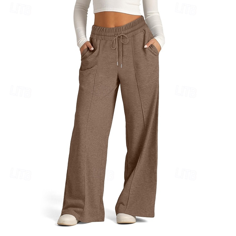 Dam Trosor Byxor Streetwear Ledigt Fullängd Naturlig Slät Ficka Elastisk dragsko-design Bekväm Utomhus Gata Utekväll Magenta Aprikos Mörkbrun Svart Sommar Normal 2025 - $19.99 –P7