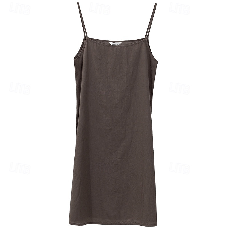 Dámské Mini šaty Bavlněné plátěné šaty Slip Dress Klasické Dovolená Denní Jdeme ven Běžný Bez vzoru Bez rukávů Špagetová ramínka Černá Tmavě šedá Meruňková Léto 2025 - $28.99 –P4