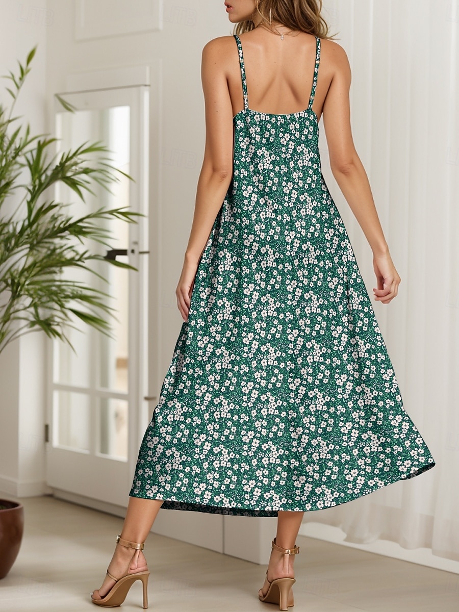Women's Maxi Dress Sundress A Line Dress Summer Dress Slip Dress Elegant Vacation Casual Regular Fit Floral Graphic Sleeveless V Neck Spaghetti Strap Red Blue Green Summer Spring 2025 - $28.99 –P2