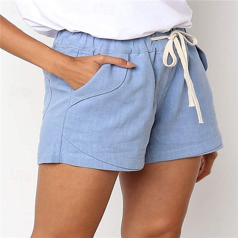 Dámské šortky baggy kalhoty chinos móda streetwear základní krátké vysoký pas jednobarevné kapsy elastický pás pohodlné měkké mikroelastické venkovní ulice černá khaki světle modrá šedá léto 2025 - $15.99 –P2