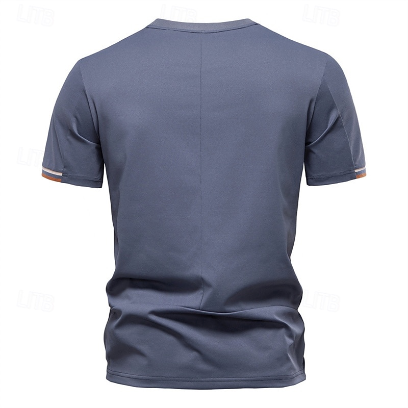Men's T Shirt Henley Shirt Tee Short Sleeve Shirt Short Sleeve Crewneck Summer Plain Fashion Designer Basic Plain Vacation Street Going out Apricot Black White Top Tee for Men 2025 - $19.99 –P8