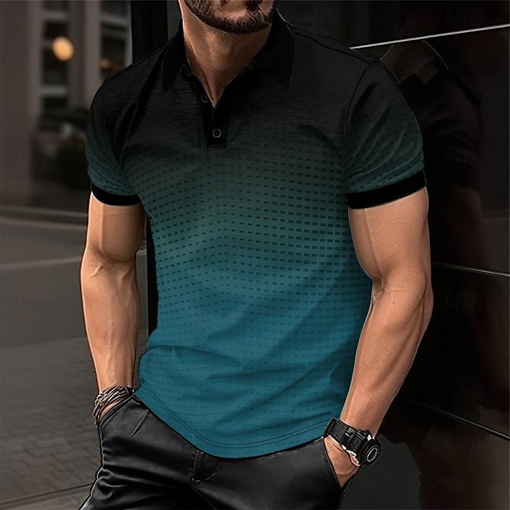Per uomo Geometrico Polo Manica Corta Magliette polo Camicie con Colletto Business Casual Scuola All'aperto Athleisure Abbigliamento quotidiano Stampa 3D Estate azzurro cielo Azzurro cielo Viola del 2025 a $23.99 –P6