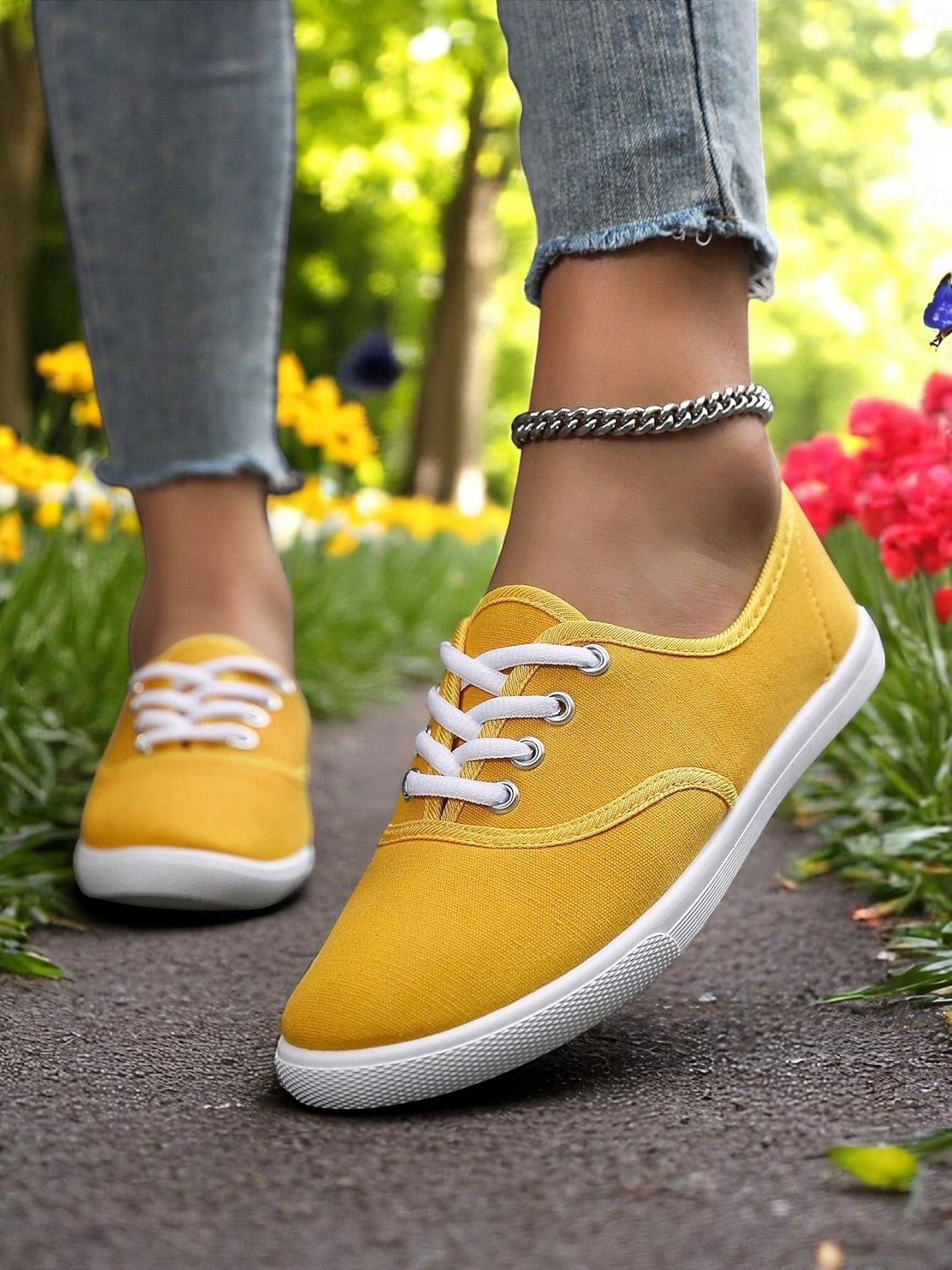 damskie trampki z płótna – lekkie, sznurowane, codzienne buty na wiosenne wyjścia, do ulicznego stylu i codziennej wygody 2025 - $18.99 –P4