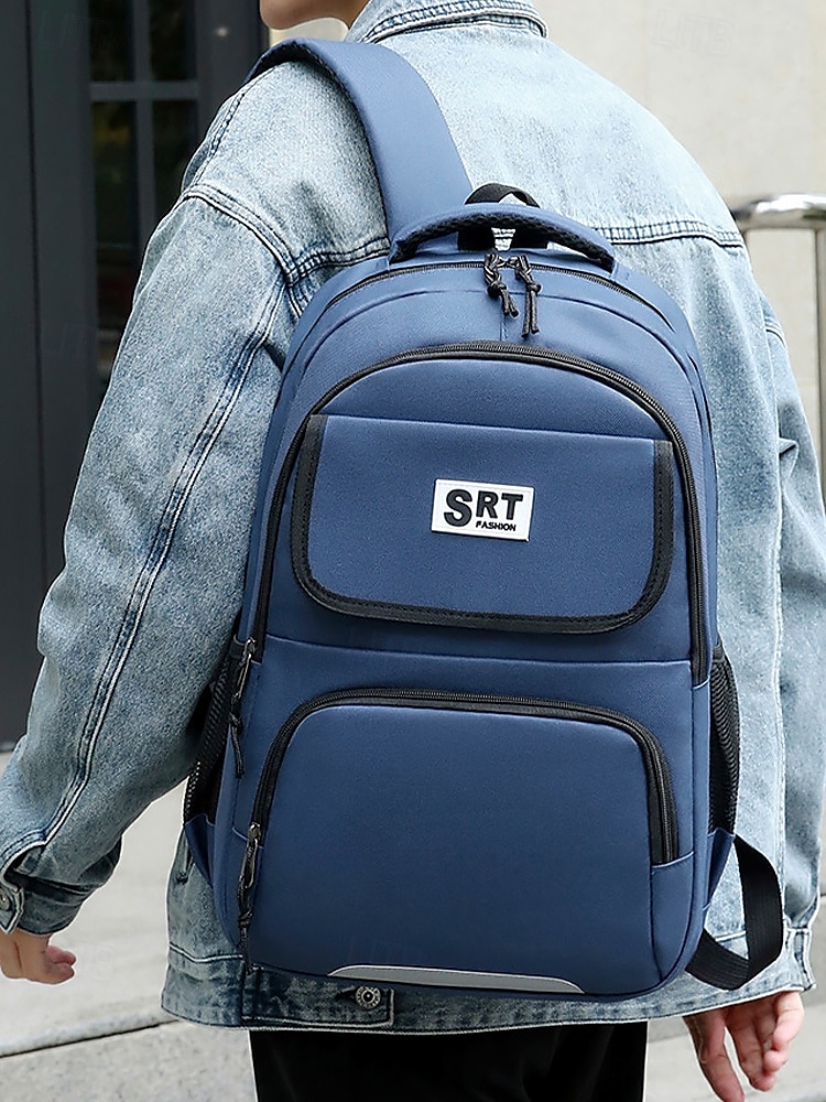 Casual ryggsäck för män med flera fack, slitstarkt nylonmaterial, snygg design för skola, resor och vardagsbruk - finns i grönt, grått, blått och svart 2025 - $26.99 –P1