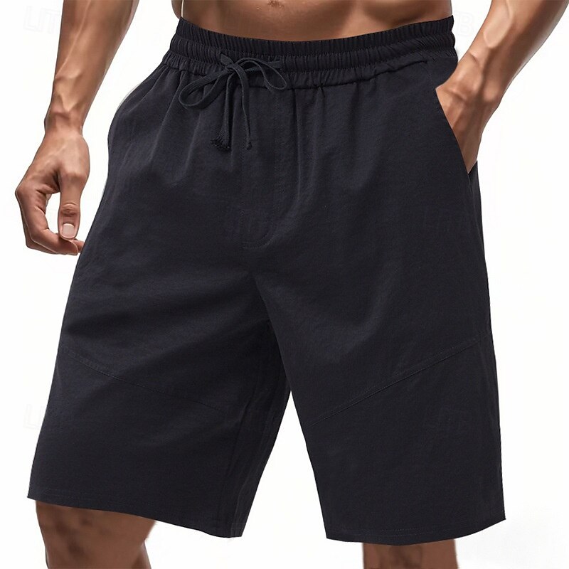 Men's Shorts Summer Shorts Beach Shorts Casual Shorts Pocket Drawstring Elastic Waist Plain Comfort Breathable Short Outdoor Vacation Sport Casual Black White 2025 - $17.99 –P16