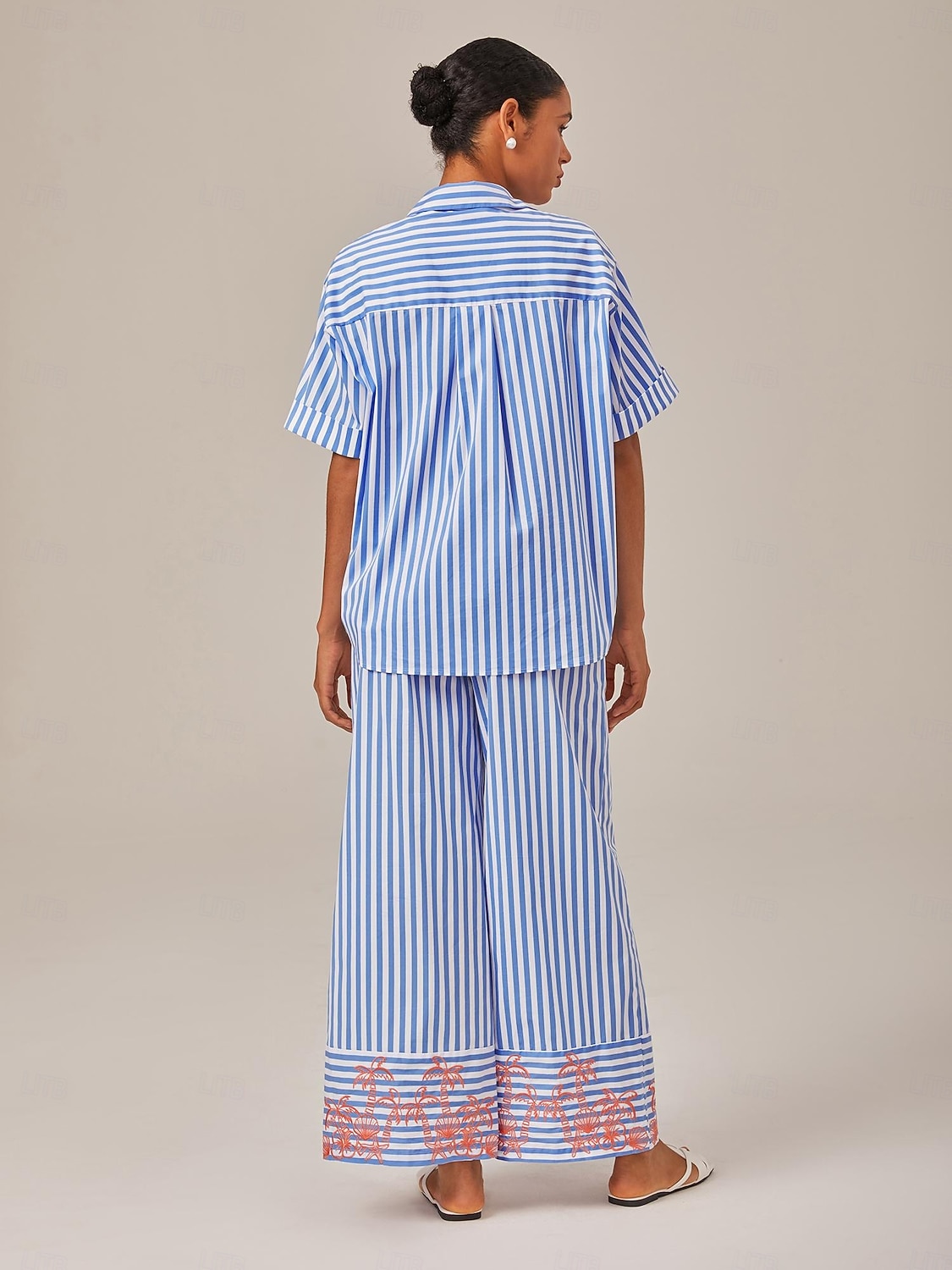 chemise oversize brodée à rayures d'été de 2025 ? $68.99 –P6