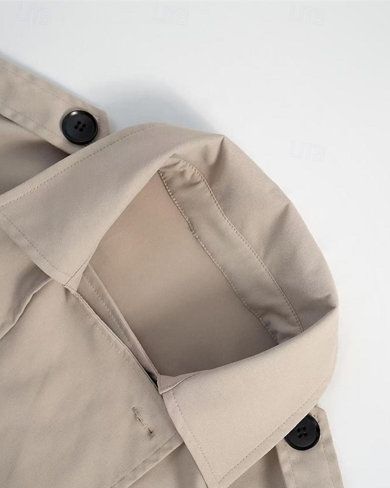 Dame Frakk Trenchcoat Bekvem Knapper Elegant Mote Utendørs Helfarge Ut på byen Fritid / hverdag Helg Enkeltkneppet Kort Knaphul Normal Langermet Yttertøy Aprikos Vår Høst 2025 - $35.99 –P5