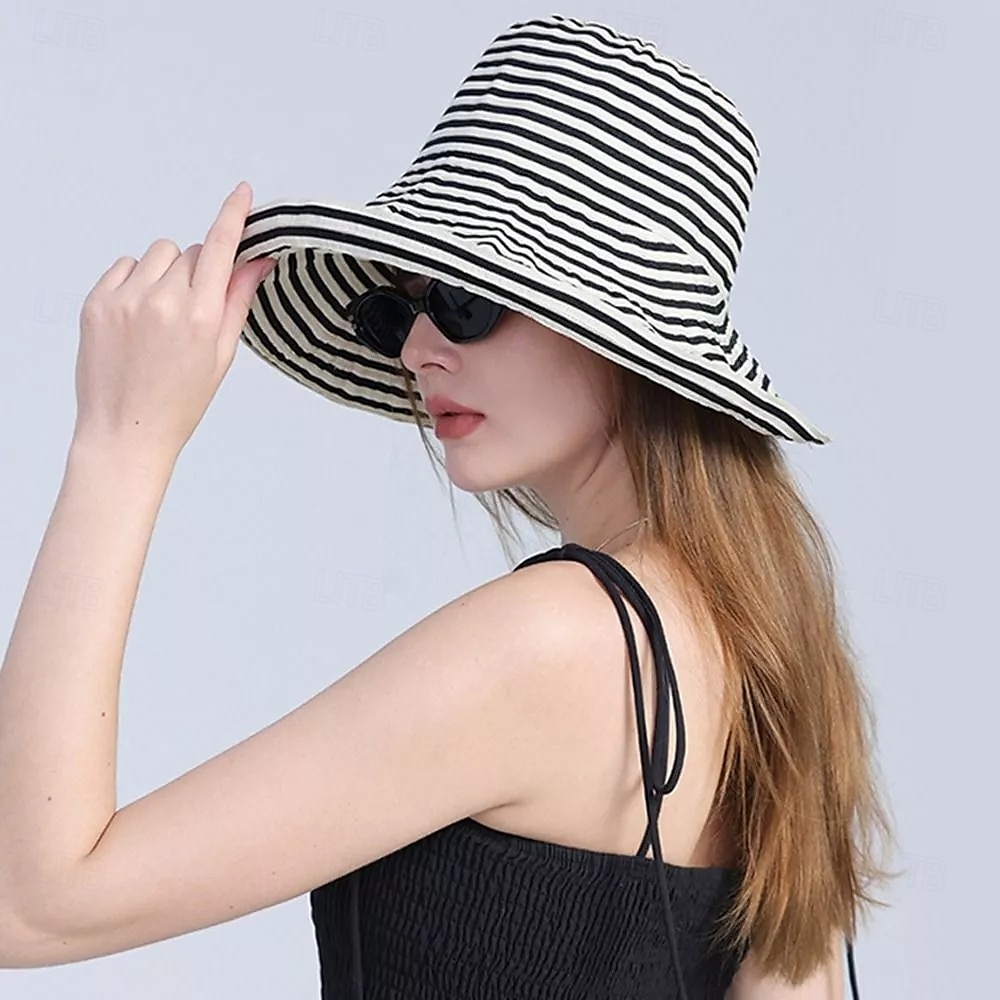solhatt for kvinner bred brem sommer upf50 uv-beskyttelsesstripe lett fottur utendørs caps 2025 - $16.99 –P4