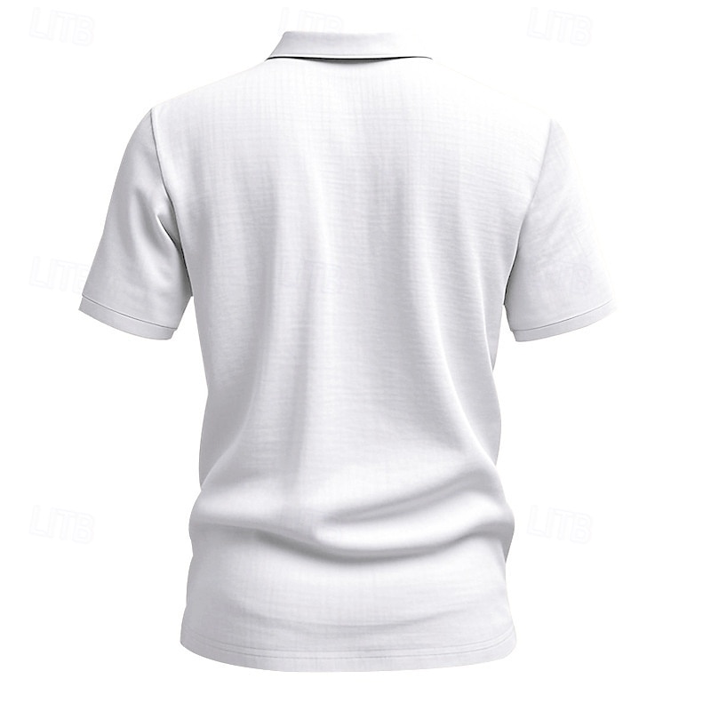 Miesten Polo Golfpaita liiketoiminta Kausaliteetti Classic Lyhythihainen Muoti Yhtenäinen väri Napit Tasku Kesä Kevät Normaali Musta Valkoinen Laivaston sininen Apila Khaki Vaalean sininen Polo 2025 - $18.99 –P14