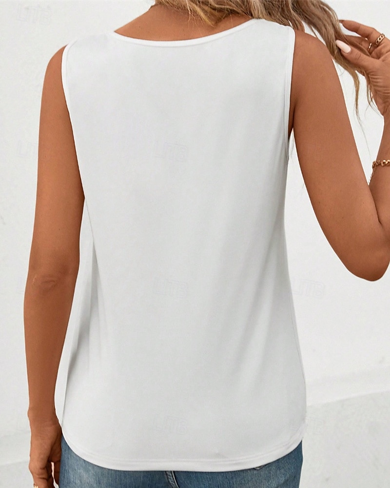 Women's Tank Top Tee Top Plain Fashion Modern Sleeveless Square Neck Regular Tops Daily Beach Wear Black White Gray Summer 2025 - $14.99 –P5