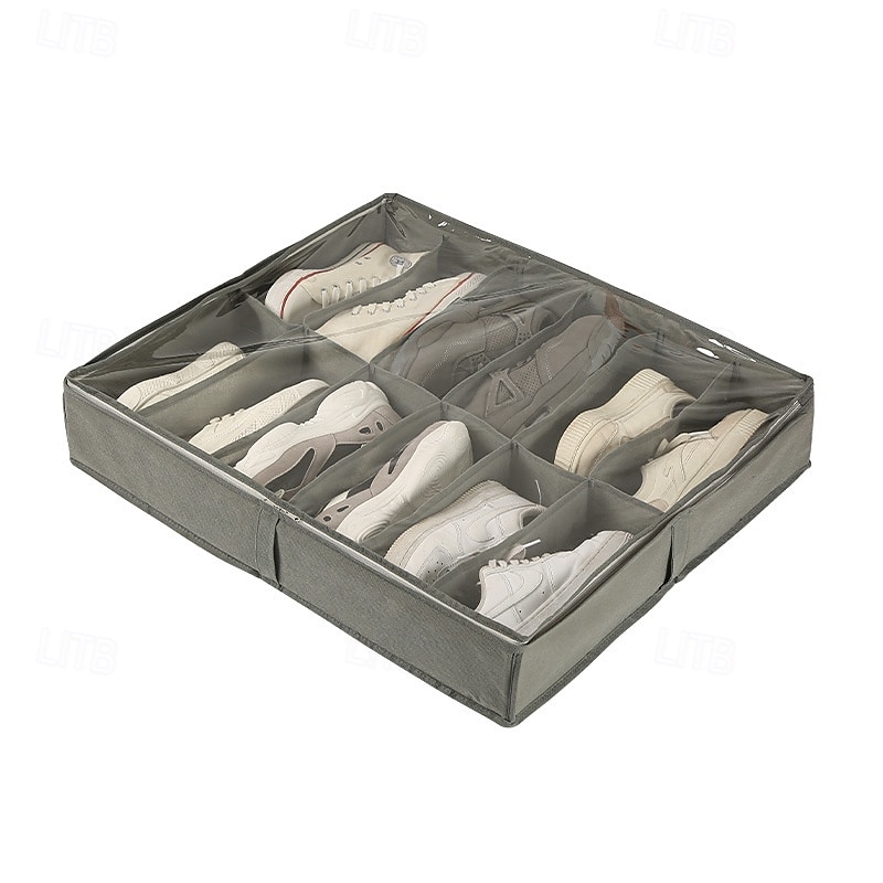 depozitare pantofi sub pat țesătură recipiente pliabile pentru pantofi sub pat organizator pentru depozitare pantofi, se potrivește în total 6 perechi, depozitare pantofi sub pat cu transparent 2025 - $13.99 –P3