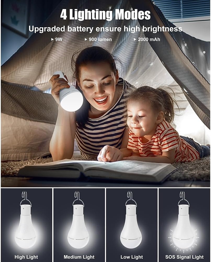 2 шт. 9 Вт портативный зарядный шаровой плафон для освещения кемпинга аварийный светильник с дистанционным управлением для освещения походной палатки 2026 - $29.99 –P8