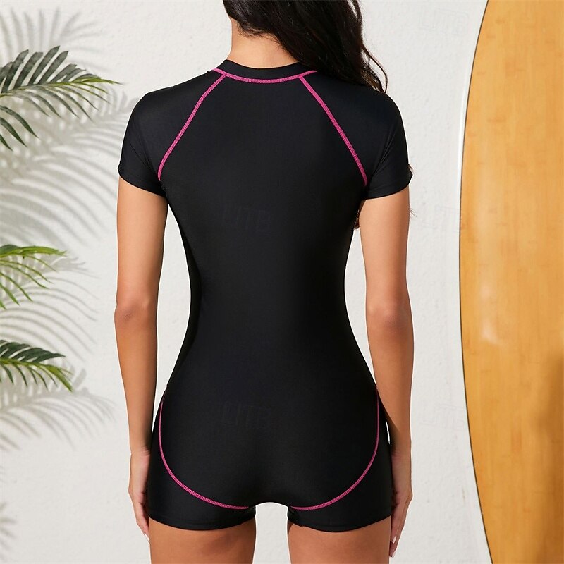 Femmes Maillot Anti UV Maillot de bain 1 pièce Protection Solaire UV UPF50+ Léger Manche Courte Spandex Maillot de Bain maillot de bain Natation Surf Plage Sports Nautiques Été Printemps Automne de 2025 ? $28.99 –P4