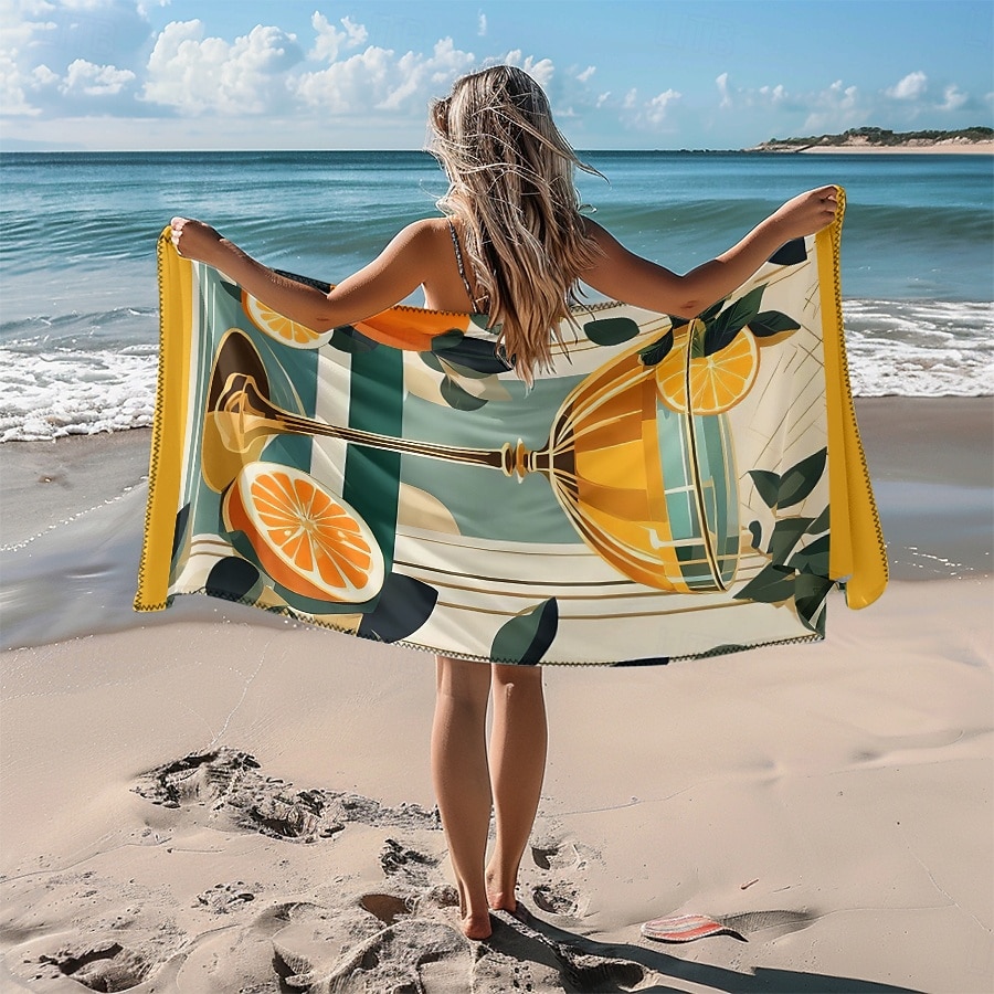 Toalla de playa estampada, manta de playa ligera, de secado rápido y sin arena, ideal para viajes, piscina y uso al aire libre. 2025 - $10.99 –P2