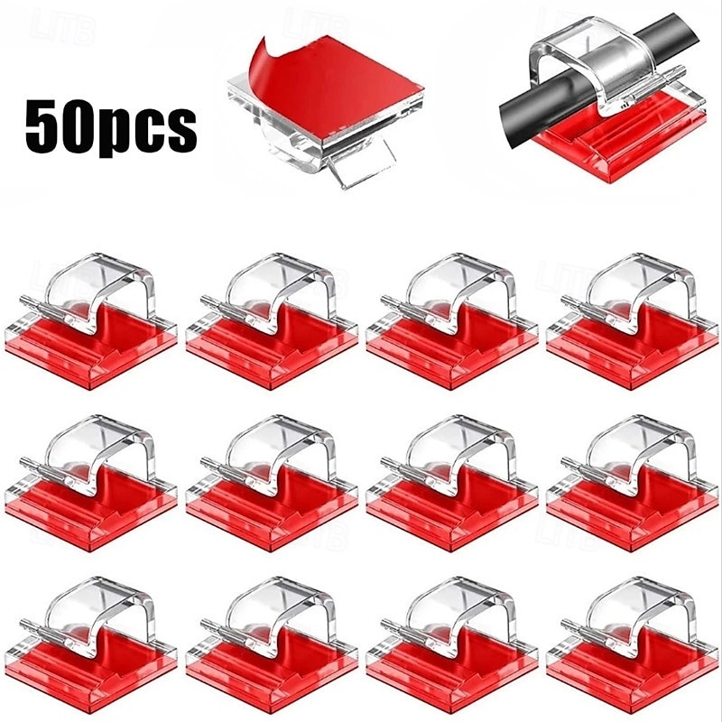 50db öntapadó kábelrendező klipek kábelkezelő vezetéktartó usb töltő adatvonal orsó csévélő falra szerelhető kampók 2025 - $3.99 –P1
