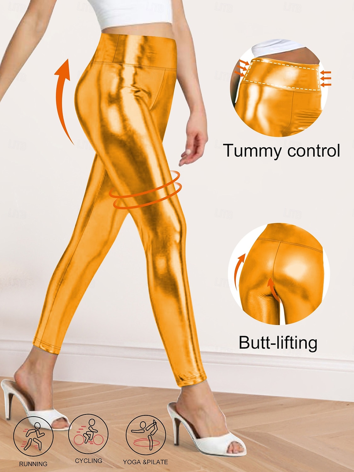 Retró 1970-es évek Hosszú Leggingek PU nadrág Diszkó Fényes latex patent Fémes Női Mindszentek napja Farsang Pride Parade Büszkeség hónapja Felnőttek Nadrágok Minden évszak 2025 - $20.99 –P9