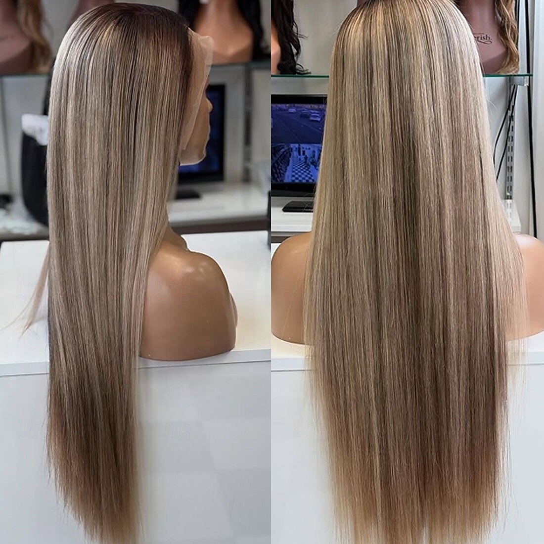 Parrucche con chiusura in pizzo 5x5 con capelli umani grezzi, parrucca frontale in pizzo con mèches biondo cenere ombré 13x4, parte libera, con capelli per bambini e mèches, parrucche in capelli umani del 2025 a $355.09 –P4