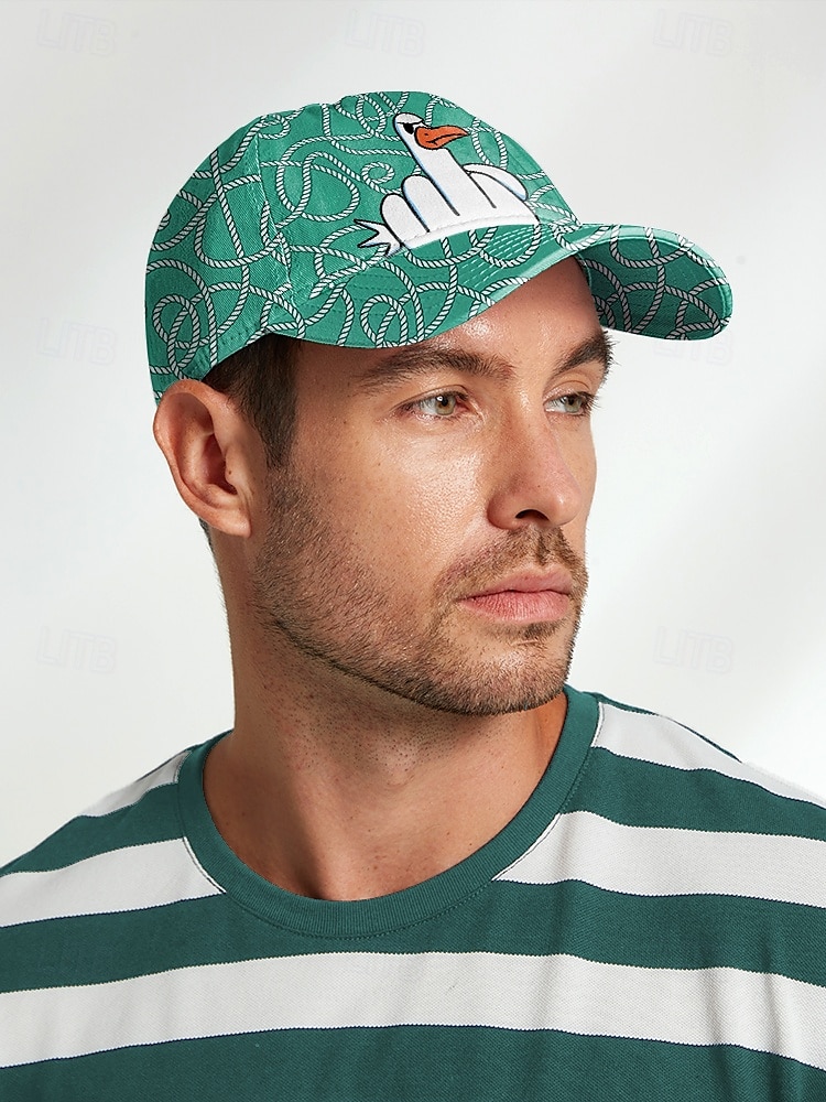 Cappellino da baseball da uomo con stampa di anatra in stile cartoon - design divertente con dito medio, cappellino snapback regolabile, stile casual da strada, adatto per attività all'aperto, viaggi o estive del 2025 a $14.99 –P1