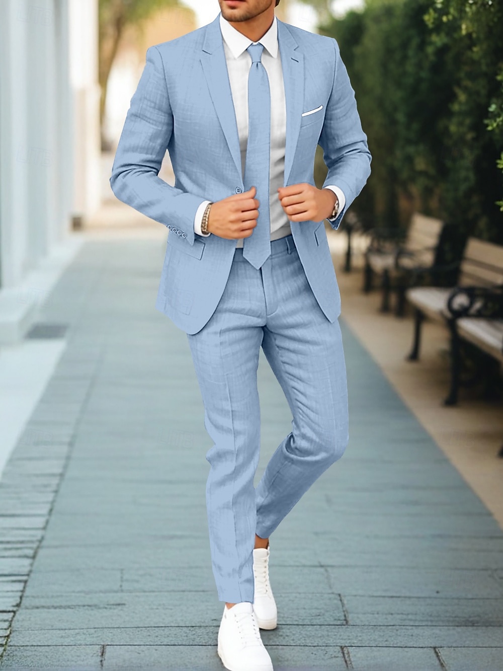 Herre Bryllups Linjens dresser Mørk Khaki Lys Khaki Forretnings Formell Sommer ensfarget Standard Passform 2-delt Enkeltspent En-knapp 2025 - $112.99 –P1