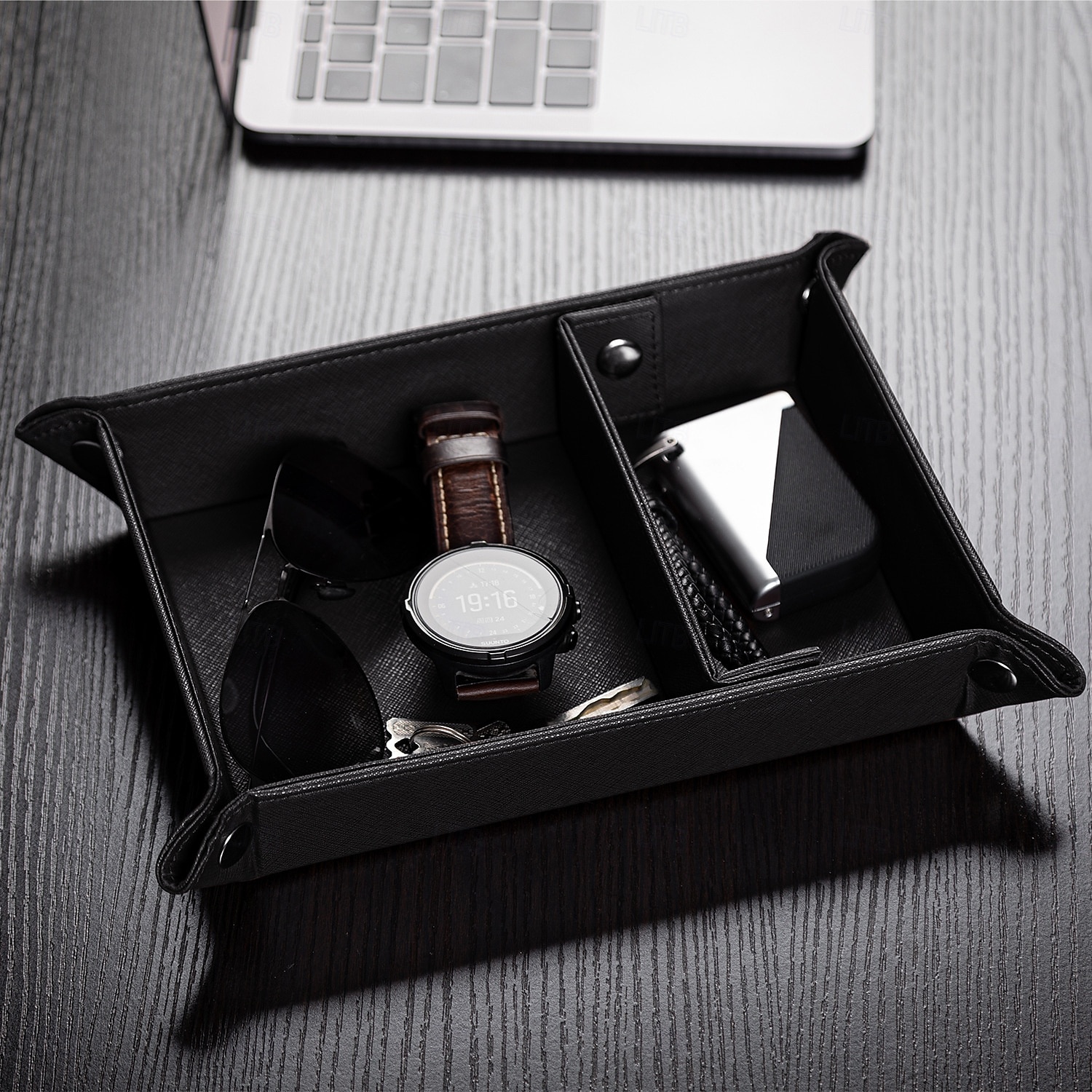 PU-Leder-Schreibtisch-Organizer-Tablett, Schlüsselhalter mit mehreren Fächern, Schmuck &Make-up-Aufbewahrungstablett, hochwertiger Leder-Eingangsorganizer für Zuhause oder das Büro 2025 - $18.99 –P1