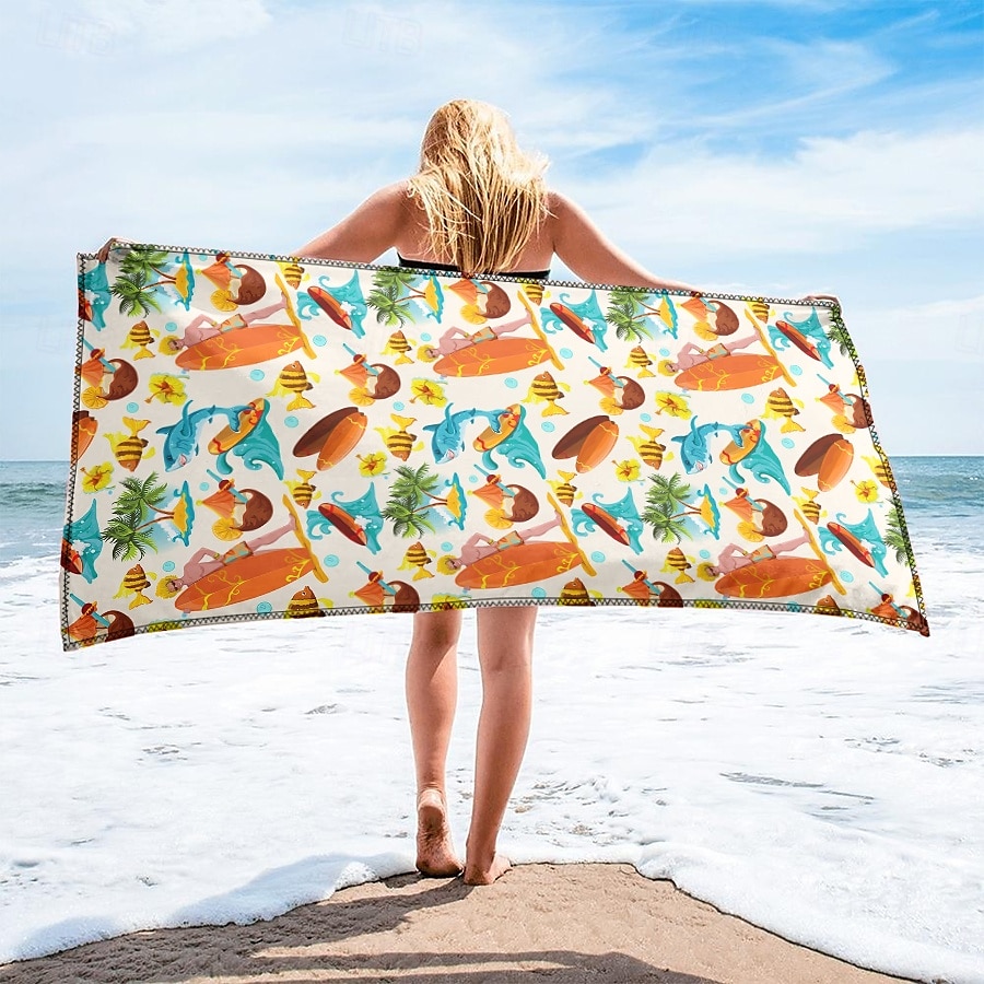 bedrucktes Strandtuch, leichte, schnelltrocknende, sandfreie Stranddecke, ideal für Reisen, Pool und den Einsatz im Freien 2025 - $10.99 –P6