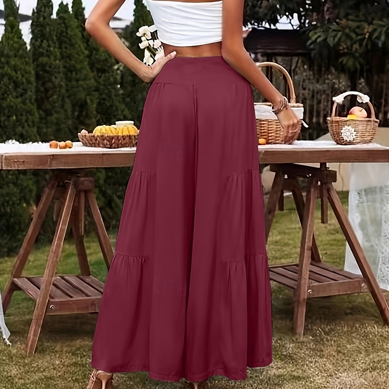 Femmes Pantalon en coton et lin Slacks Mode Longueur complète Naturel Uni Taille Élastique Extérieur Confortable Décontracté Quotidien Week-end Magenta foncé Vin Bleu marine Bleu ciel clair Été Coupe de 2025 ? $26.99 –P10