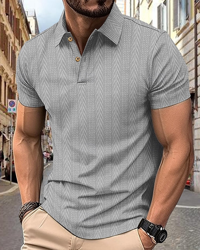 Men's Golf Shirt Golf Polos Shirts Work Casual Lapel Short Sleeve Basic Modern Stripes Patchwork Buttons Summer Regular Fit Depression Green Black White Burgundy Deep Blue Khaki Golf Shirt 2025 - $21.99 –P3