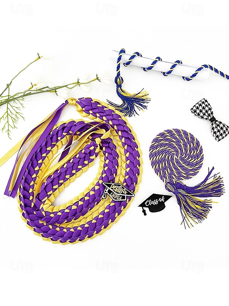 Class of 2025 Graduation Honor Cord 2-Piece Set – Braided purple, gold and black graduation cape with tassel and cap design for high school and college seniors 2025 - $14.99 –P7