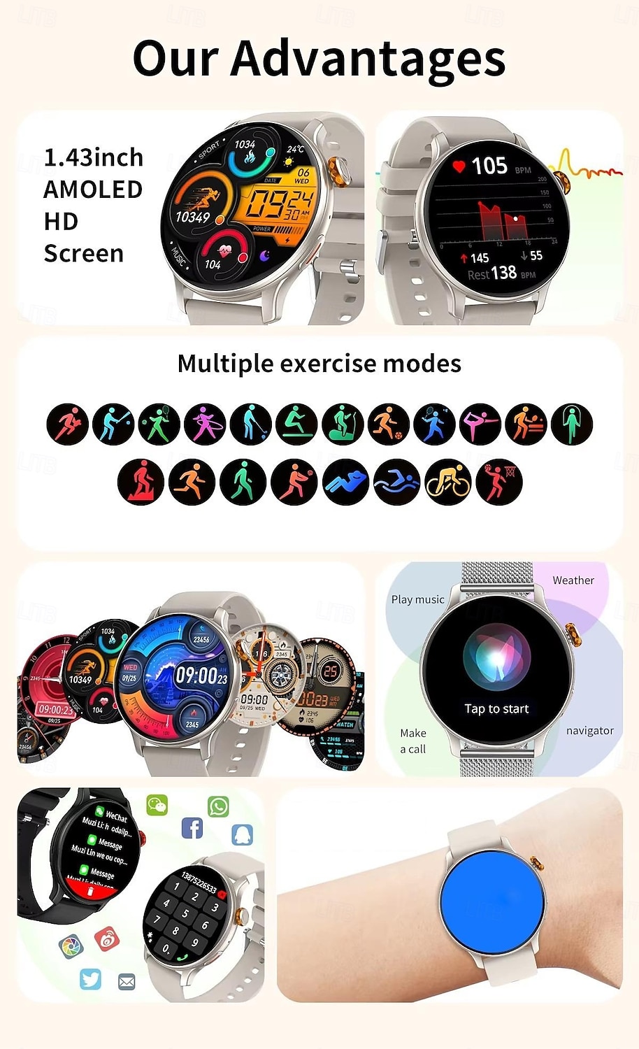 CY26 Smart Watch with Large AMOLED Screen HD Bluetooth Calling & Voice Assistant – Fitness Tracker for Men & Women 2025 - $54.99 –P2