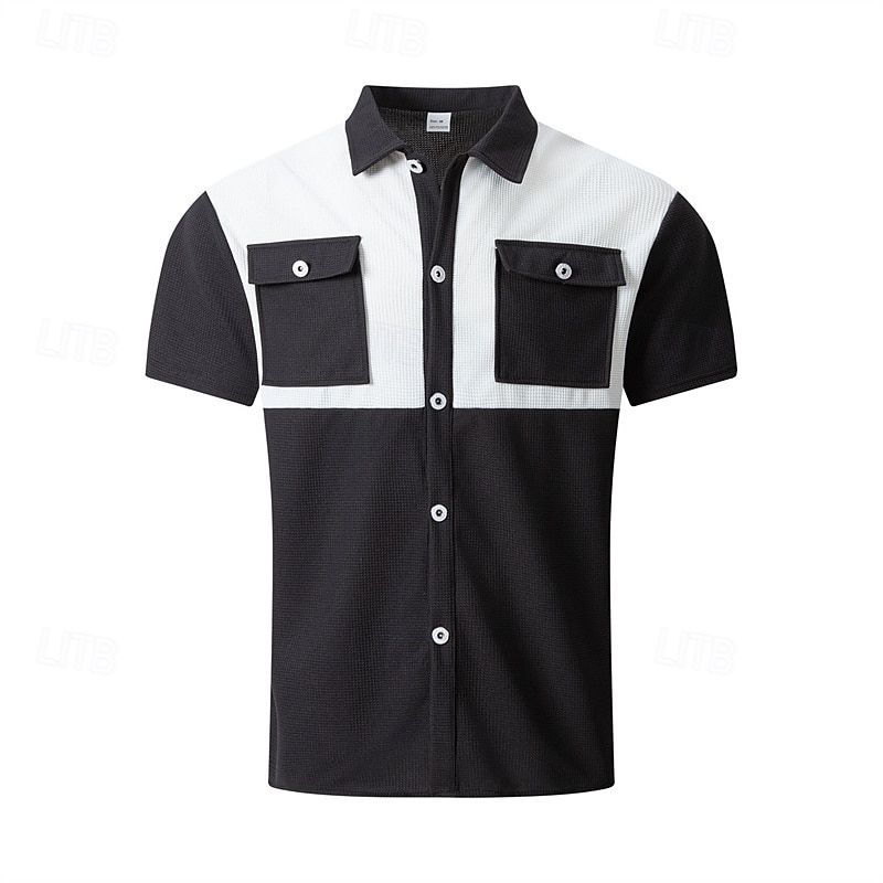 Herren Hemd Sommerhemd Freizeithemd Strandhemd Knopfhemd Schwarz Wein Dunkelgrün Grau Kurzarm Bedruckt Revers Urlaub Hawaiianisch Bekleidung Polyester Mode Lässig Bequem Tasche 2025 - $25.99 –P2