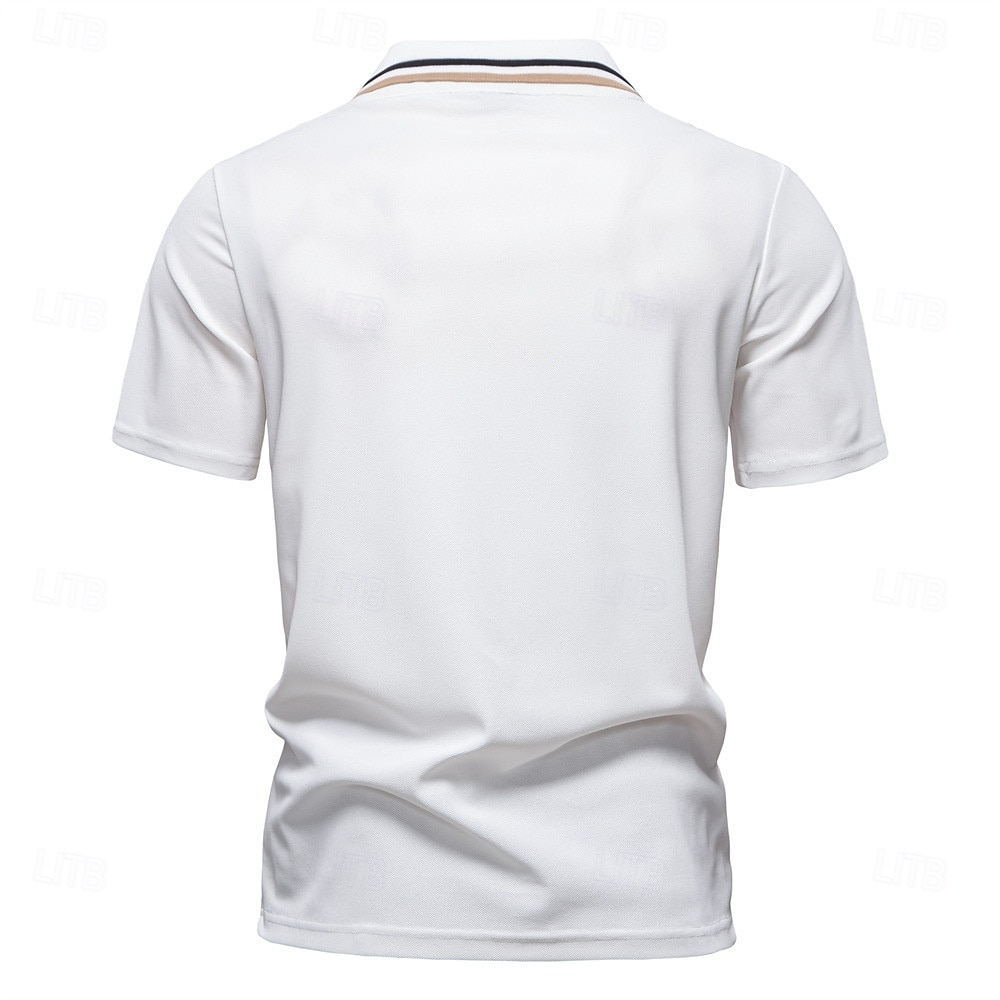 Herren Farbblock Polo Strick-Polopullover Kurzarm Umlegekragen Formell Arbeit Sport & Outdoor Stripe-Trim Streifen Rein Frühling Ganzjahres Weiß Dunkelrot Dunkelmarine 2025 - $22.99 –P5