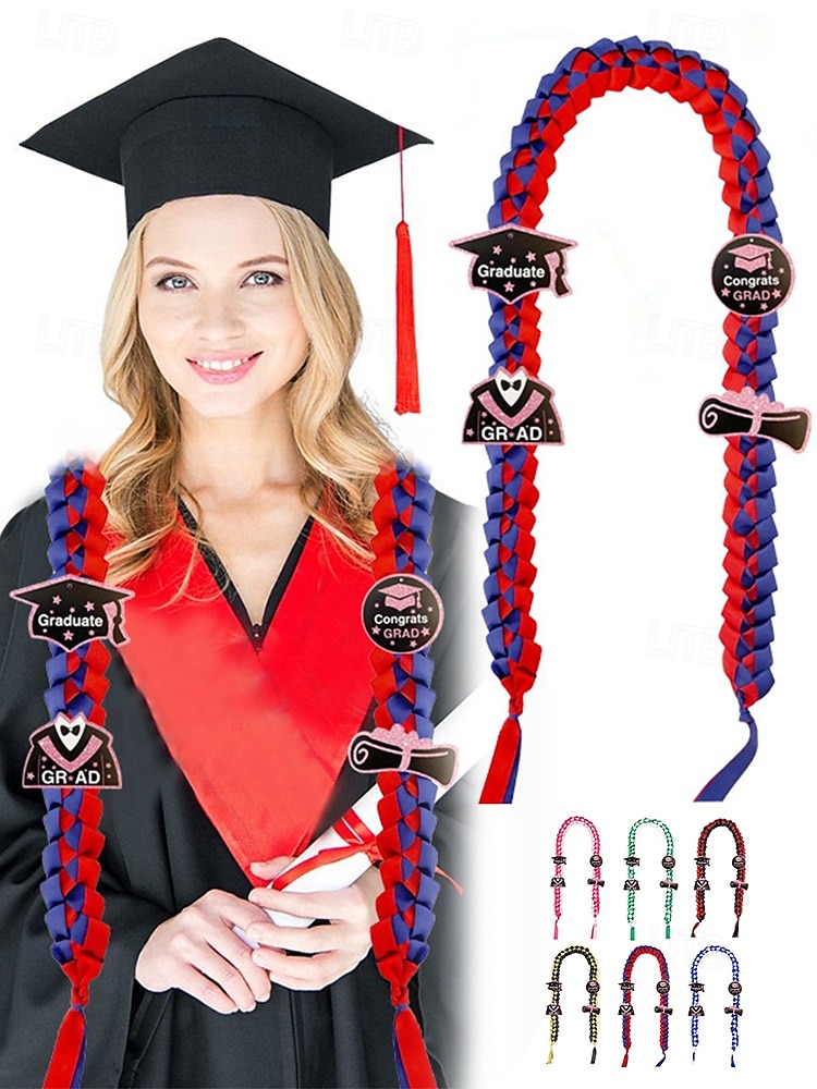2025 gevlochten erekoord met afstudeerbedels – veelkleurige ceremonieketting voor middelbare scholieren en studenten 2025 - $14.99 –P3