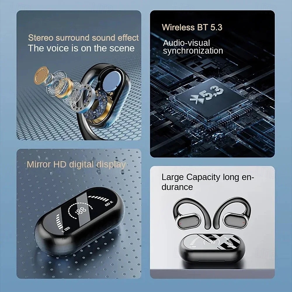 X91 Bluetooth 5.3 гарнитура с поддержкой громкой связи заушные наушники стерео Hi-Fi для вождения йоги фитнеса и мобильных телефонов 2025 - $28.99 –P11