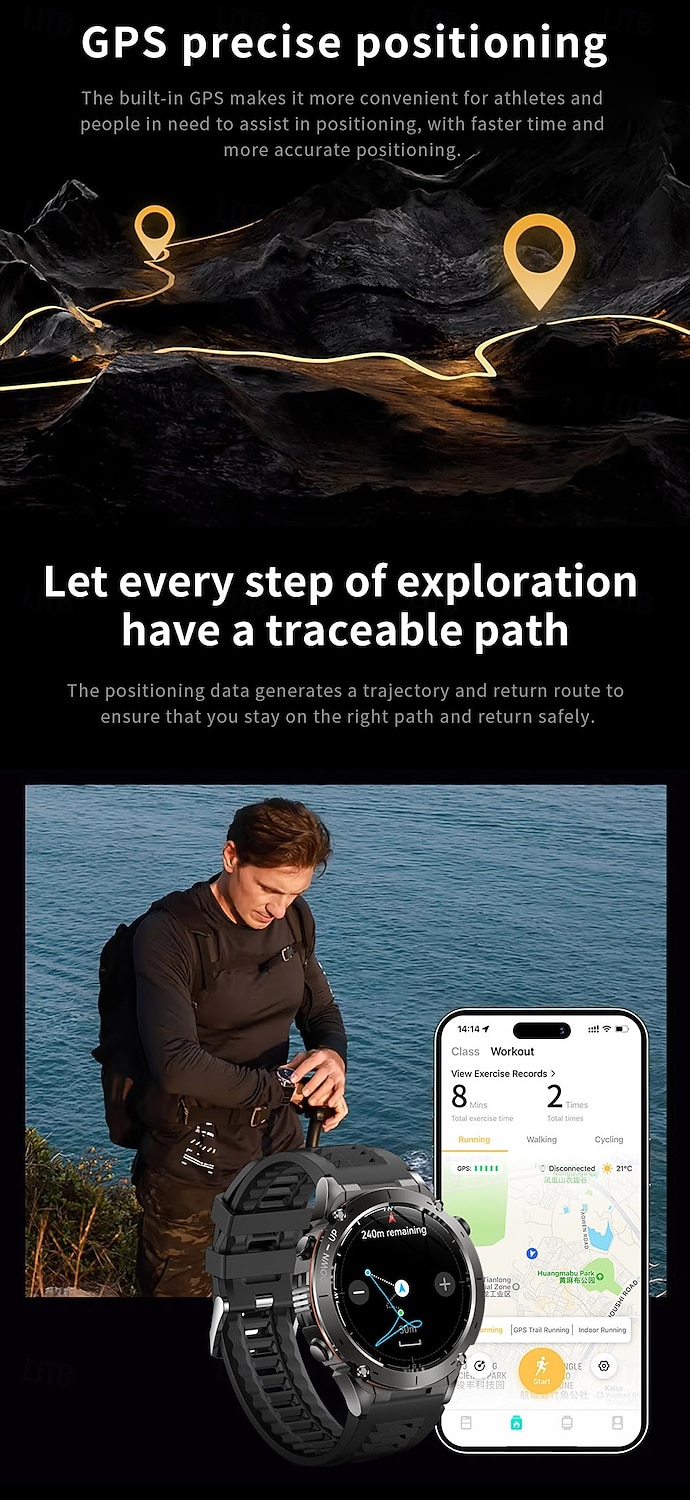 Смарт-часы GPS компас высота на открытом воздухе AMOLED 466*466 HD экран сердечный ритм Bluetooth вызов водонепроницаемые IP68 мужской смарт-браслет подарок на День матери 2026 - $92.99 –P6