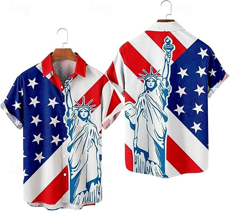 Amerikansk 250 Manga Hawaii skjorter Tilbake til Skolen USA Flagg Uavhengighetsdagen 4. juli Fritid Gate stil Graphic Voksne Herre Halvhjorteårsjubileum Maskerade 4. juli Festival Kle deg opp 2026 - $23.99 –P4