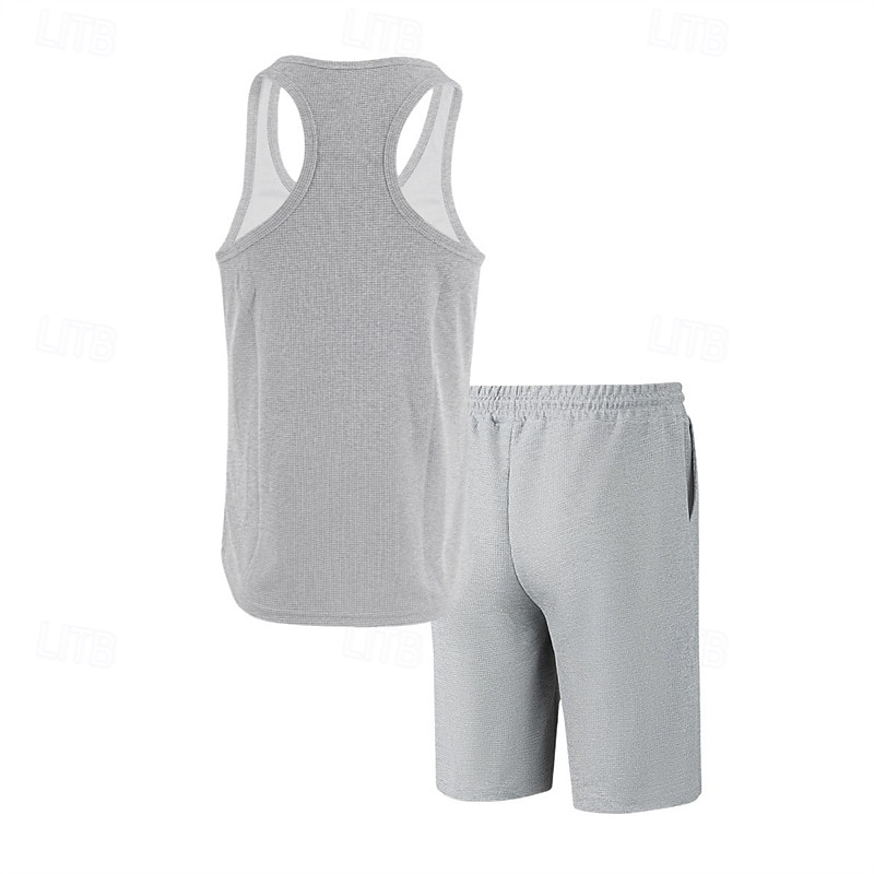 Hombre Tanque Chaleco Trajes de camiseta Trajes de 2 piezas Sin Mangas Cuello Barco Verano Plano Moda Casual 2 Piezas Vacaciones Ropa Cotidiana Noche Blanco Vino Verde Oscuro Camiseta superior para 2025 - $28.99 –P9