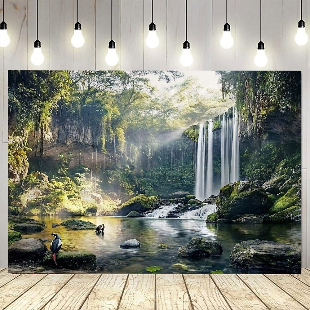 låg dal grotta vattenfall landskap hängande gobeläng väggkonst stor gobeläng väggmålning dekor fotografi bakgrund filt gardin hem sovrum vardagsrum dekoration 2025 - $13.99 –P1