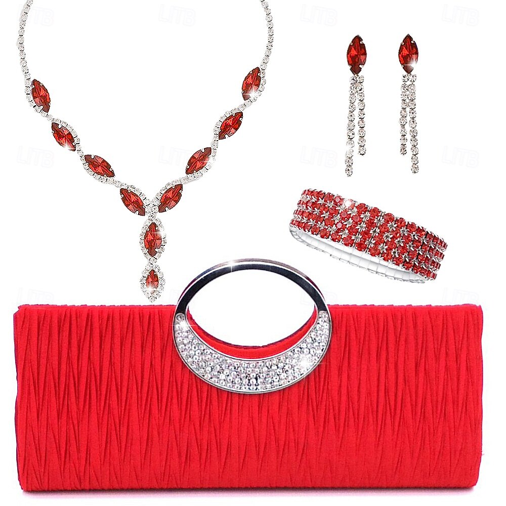 Ensemble de cocktail tendance composé de colliers, boucles d'oreilles et bracelets scintillants gravés de diamants pour un ensemble de colliers de fête créatif et luxueux de 2025 ? $32.99 –P2